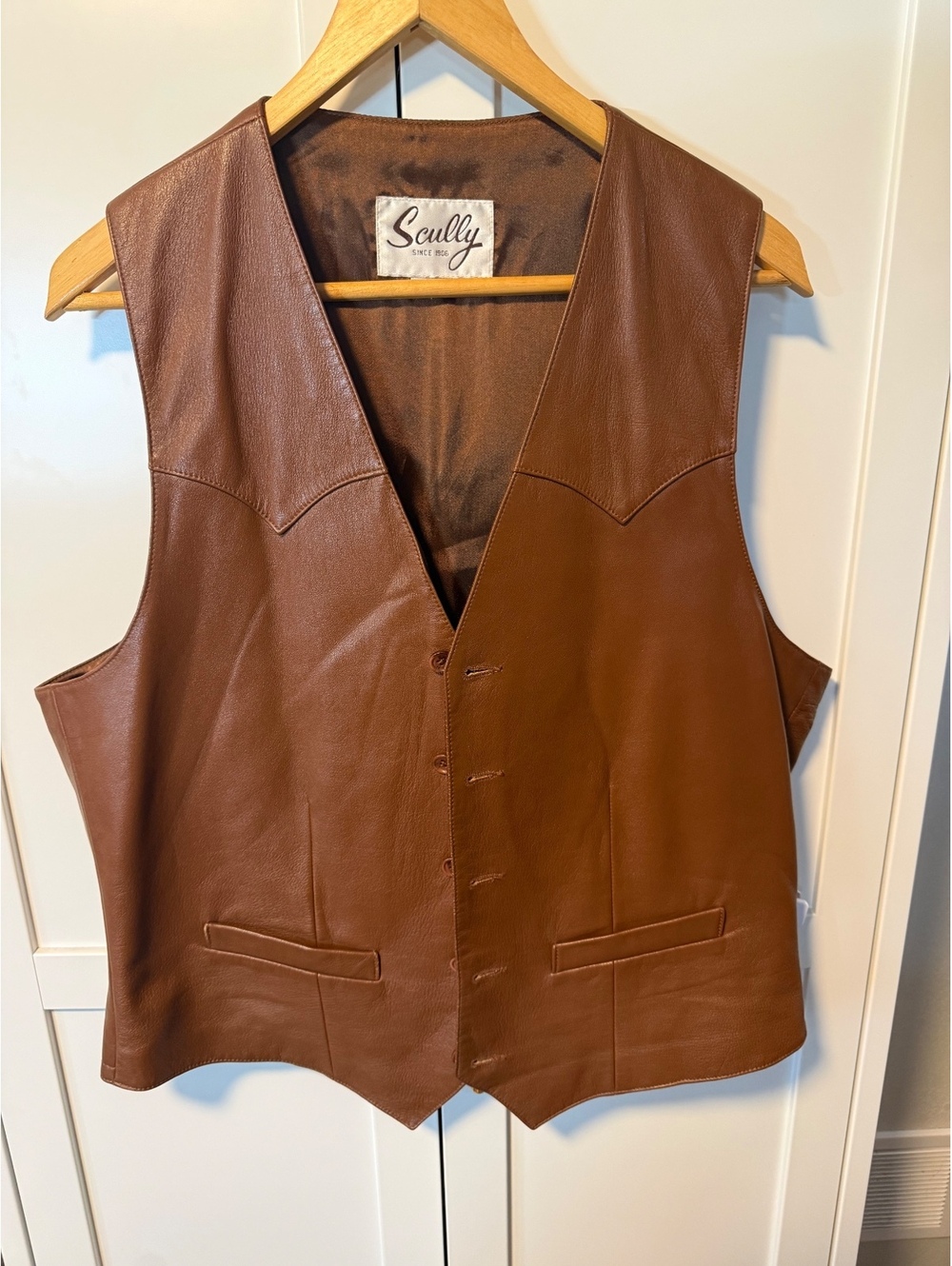 Vintage Scully Brown Leather Vest Size 42
